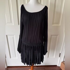 Elan Black Cold Shoulder cotton blouson mini dress, size M.